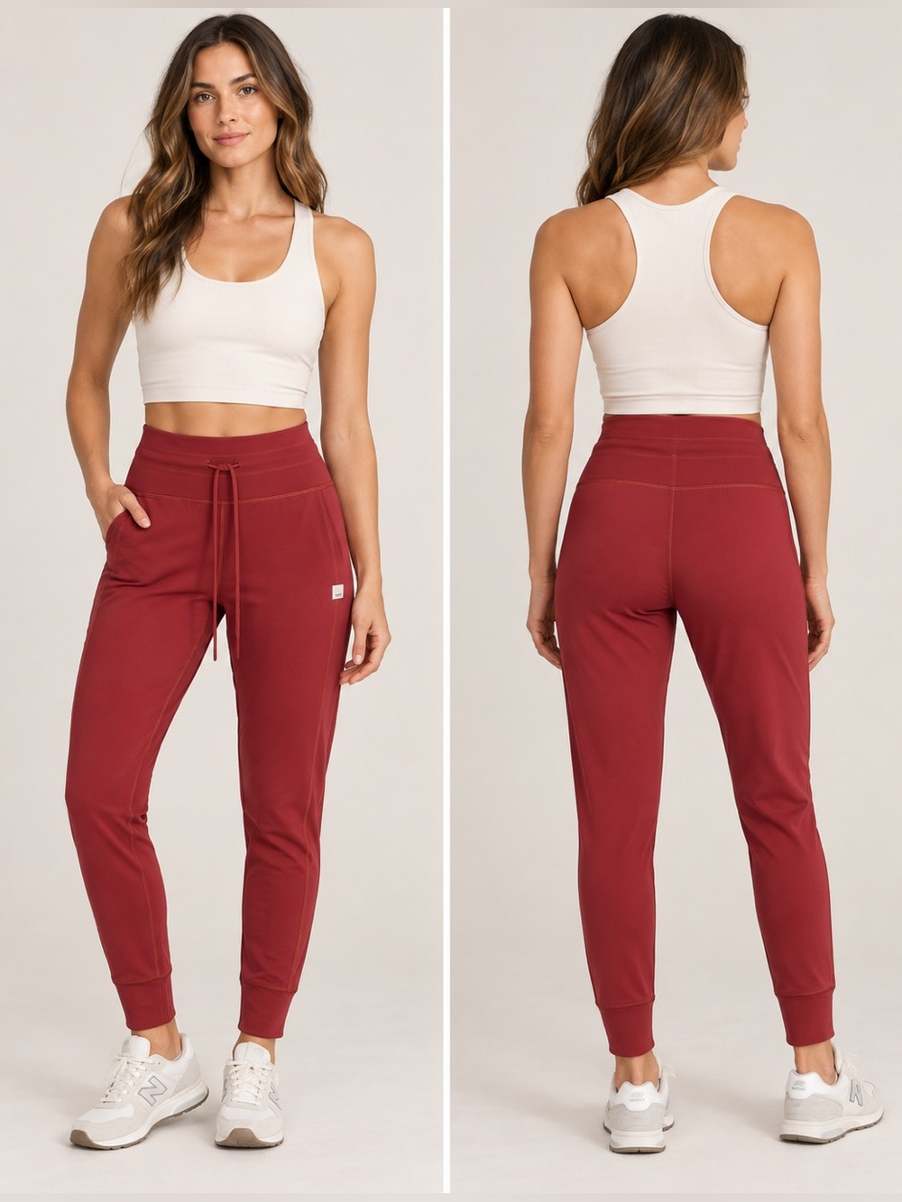 Vuori Daily Leggings Burgundy Red High Rise Drawstring Size Medium